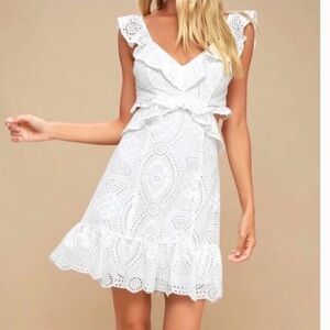 Astr White Eyelet Mini Dress